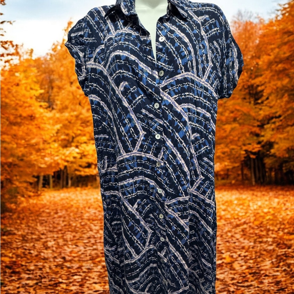 La mer luxe Navy Madison navy Blue ocean Maxi Dress size m